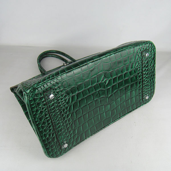 Replica Hermes Birkin 40CM Crocodile Veins Leather Bag Dark Green 6099 Online - Click Image to Close